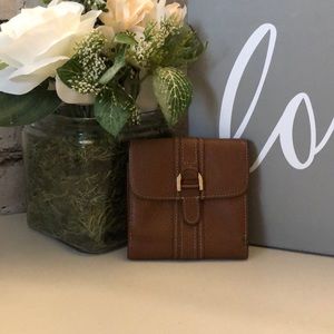 Longchamp Brown leather wallet pebble grain